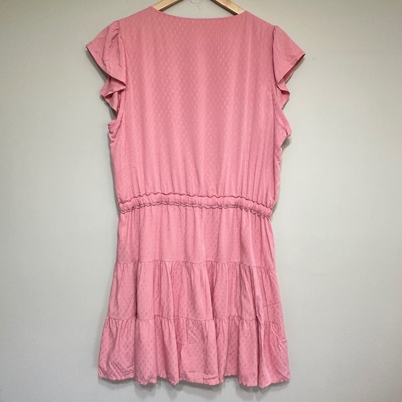 Paige Rosalee Ruffle Sleeve Mini Dress Women L Pink Tiered Cottage Casual Summer - Picture 8 of 15